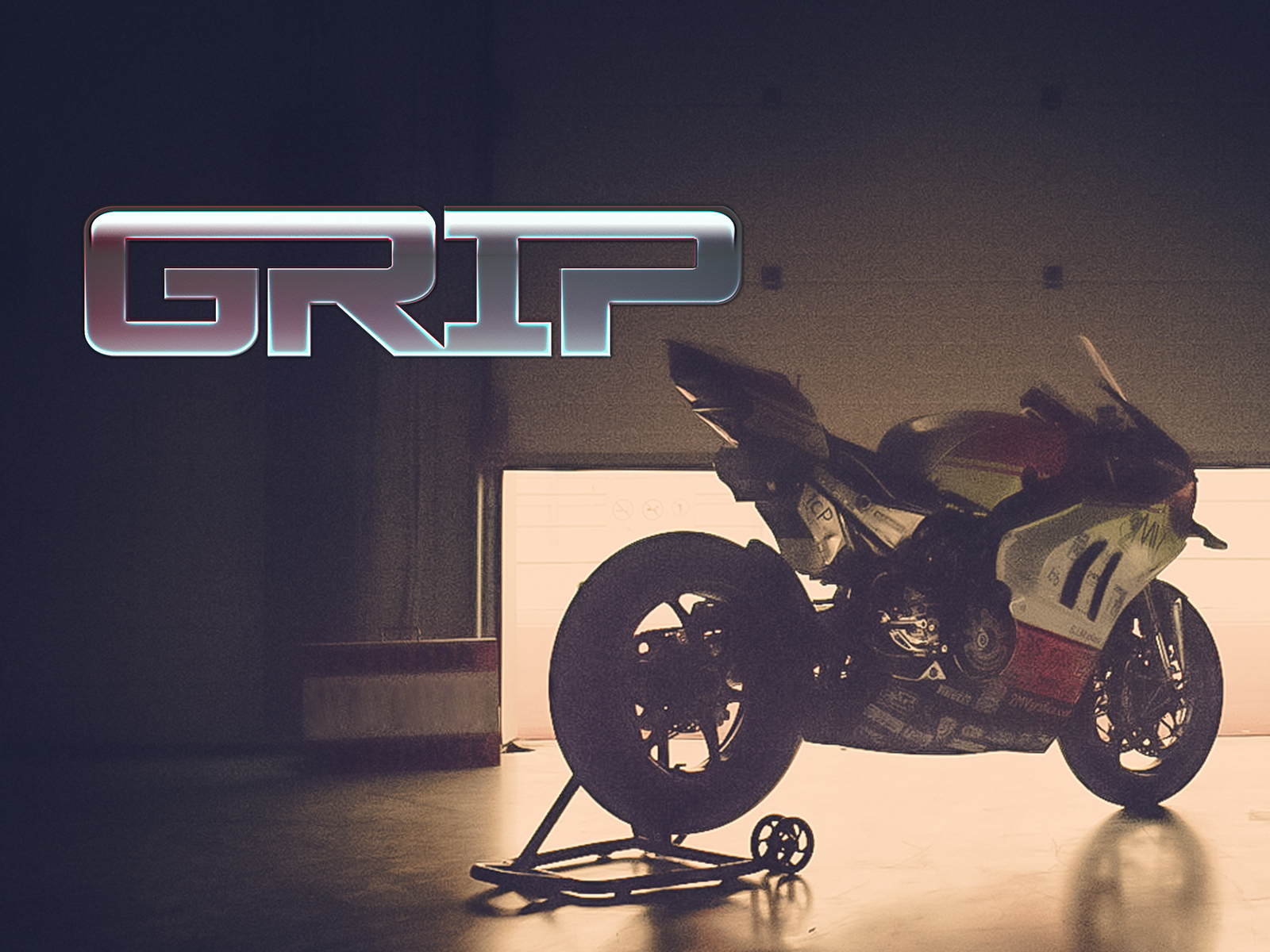 Grip — official series cover featuring the title and a World Superbike motorcycle